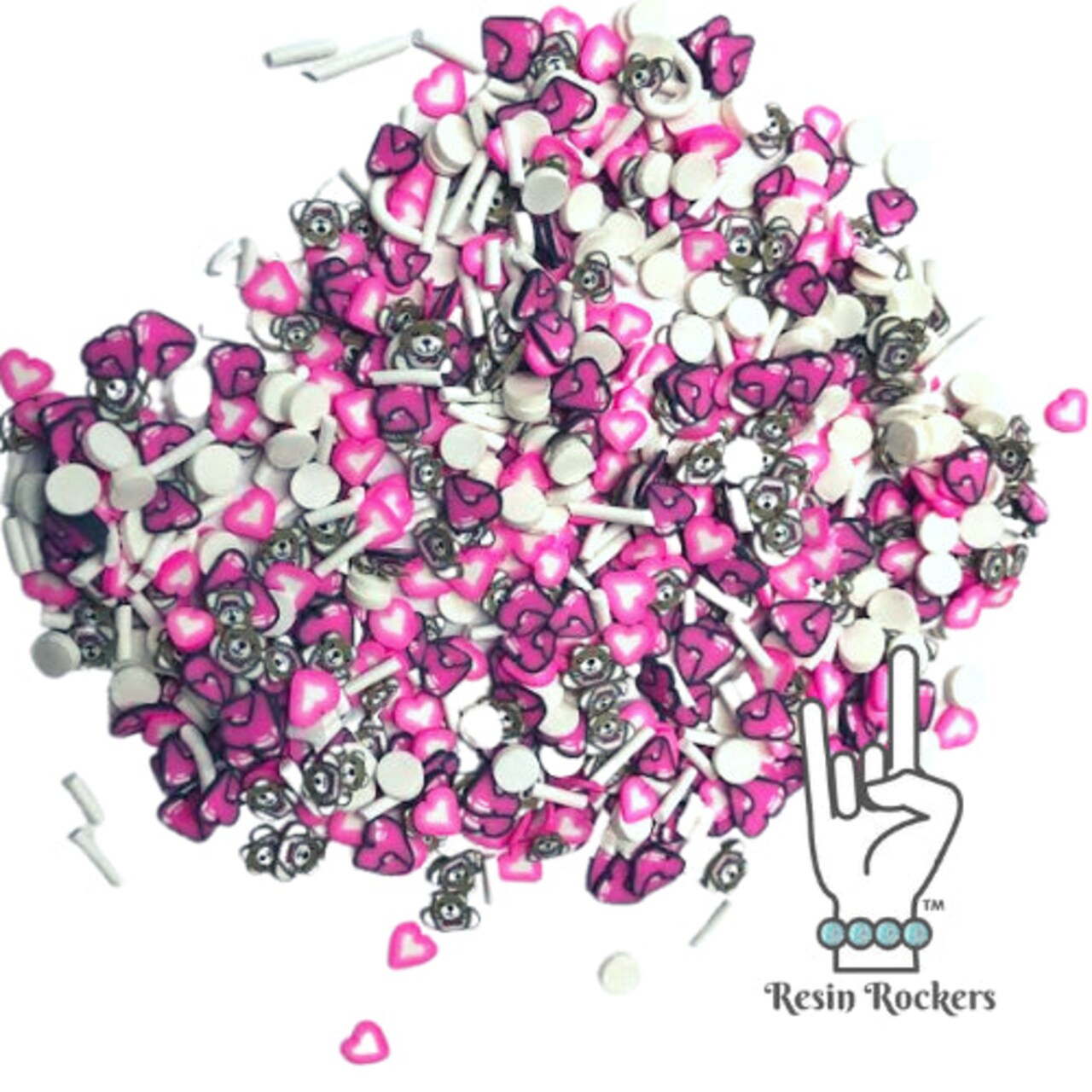 Hearts and Bears Mix Polymer Clay Pieces for Epoxy and UV Resin Art